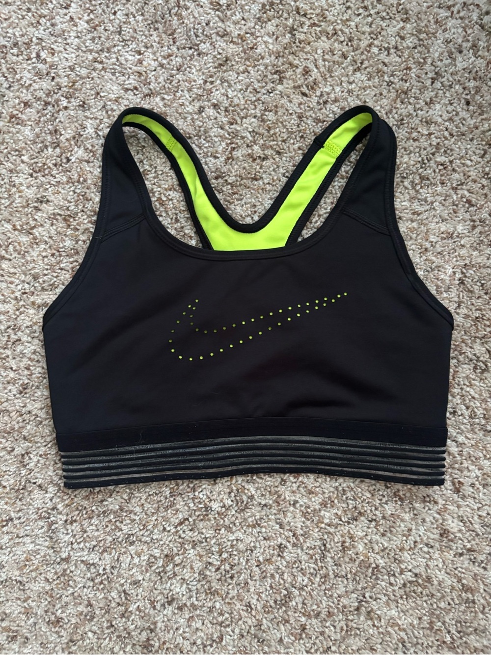 Nike Black Sports Bra with Neon Volt Accents